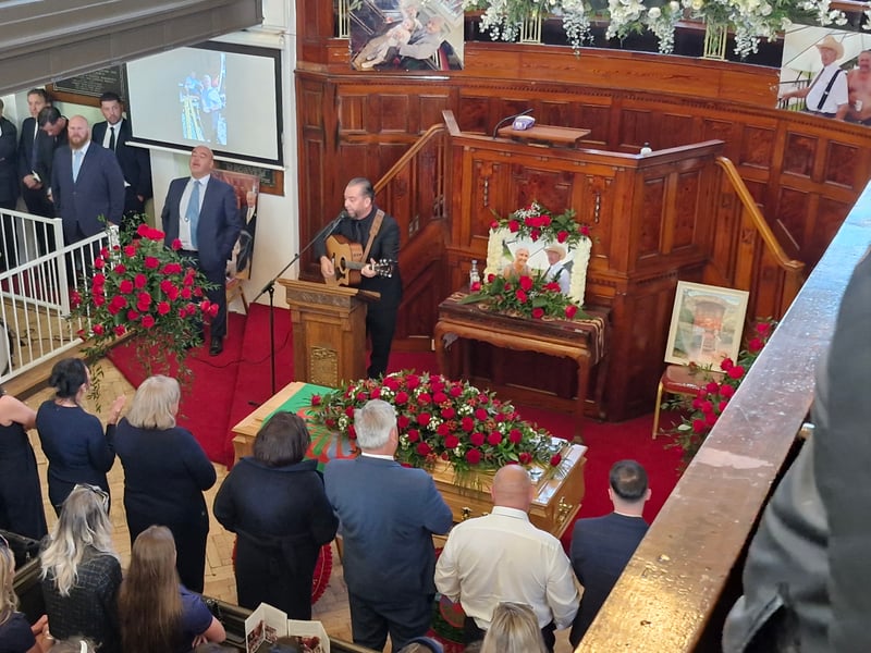 The funeral featured songs and tributes to Hubert Clee