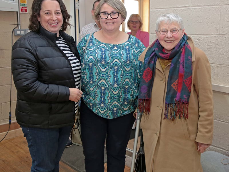 Caption: In Ardagh Community Centre on Saturday, April 27 for the hilarious Moydow Pillar Box Drama Group production of ‘Separate Beds’ by Sam Cree were Lizzie, Helena and Rose Egan