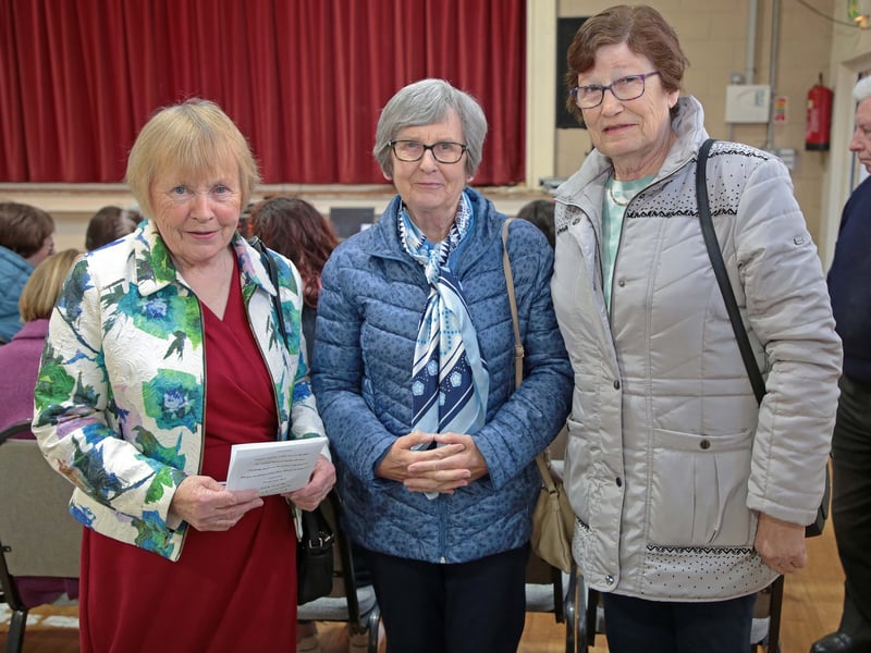 Caption: Kathleen Dolan, May Charles and Mary Moran were among the audience in Ardagh Community Centre on Saturday, April 27 for the hilarious Moydow Pillar Box Drama Group production of ‘Separate Beds’ by Sam Cree