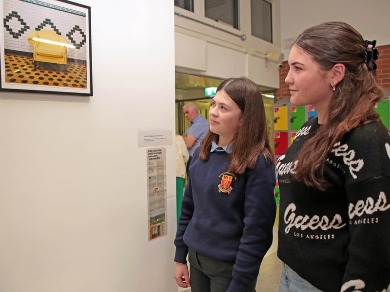 Caption: Bláthnaid Collins and Beibhinn Courtney at the Moyne CS Golden Jubilee exhibition last weekend