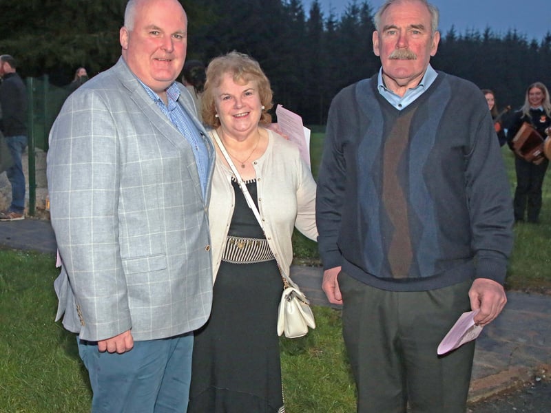 Caption: Deputy Joe Flaherty with Breege and Pat Donnelly