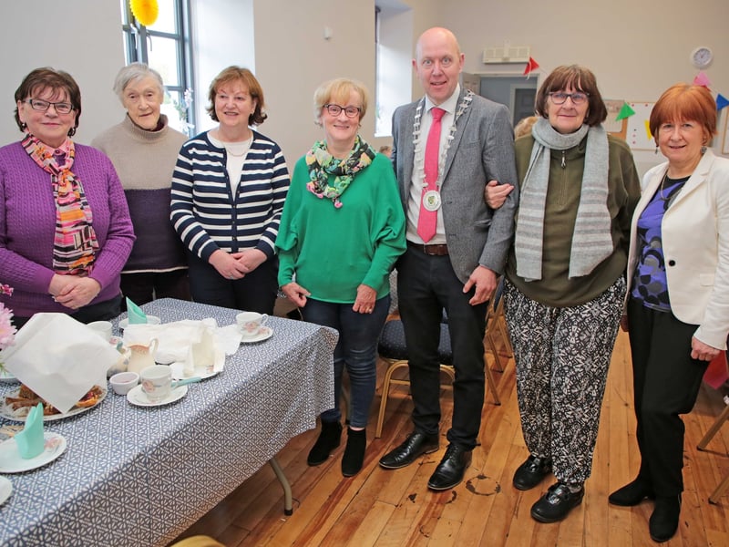 Caption: Mary Cox, Dora Corry, Liz Bannon, Mary Ryan, Ballymahon Municipal District Cathaoirleach Cllr Paul Ross, Joan Cullen and Brid Lee at the launch of Ballycloghan/Legan/Ardagh (BLA) Women's Shed