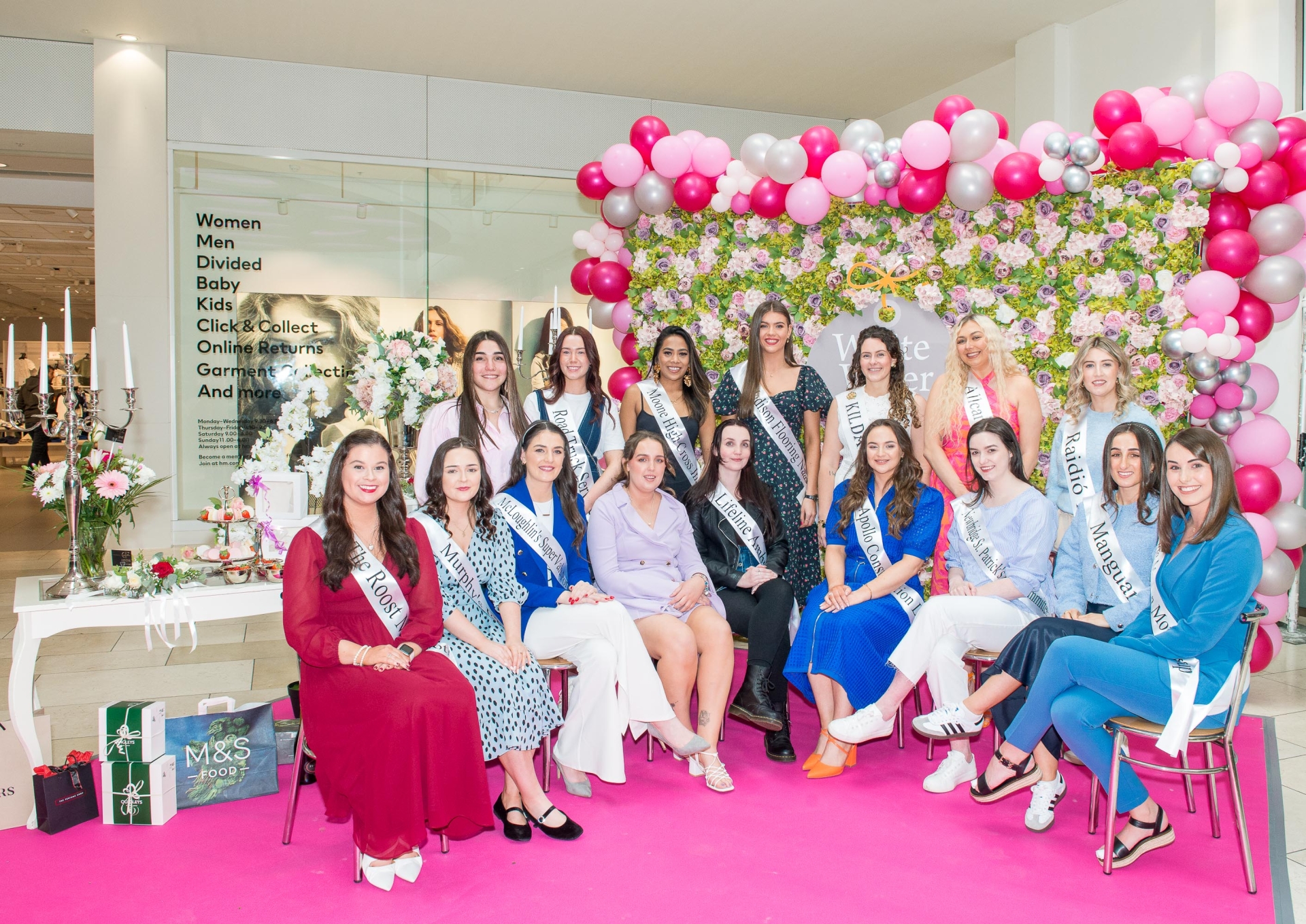 The atmosphere was electric as Kildare's Rose of Tralee contestants visit Whitewater Shopping Centre and Newbridge Silverware. The Kildare Rose's visited the shopping centre on Sunday afternoon, April 28.

The Kildare Rose will be crowned on Sunday, June 2. Front Row L/R: Emma Kielty, Jane Lynam, Catherine Cunningham, Áine O'Sullivan,Sophie Courtney Cross, Isabel Moore, Emily McTigue, Hannah Cusack, Leah Fortune Back Row L/R: Hannah Javaherian, Megan McConnell,Nira O'Gorman, Kirsten Dowd, Ashleigh Byrne (Kildare Rose) Sherena Flynn and  Alswyn Hennessy Doyle