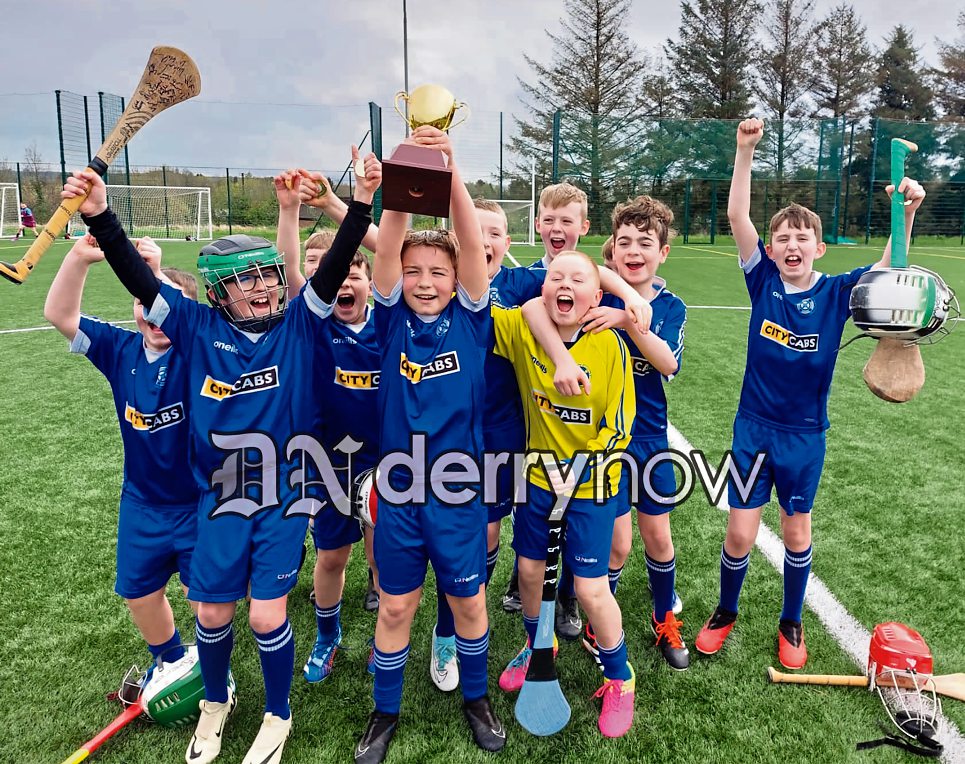 Rosemount PS team winners of the inaugural Cumann na mBunscol City hurling championship held in the Shared Village, Waterside.