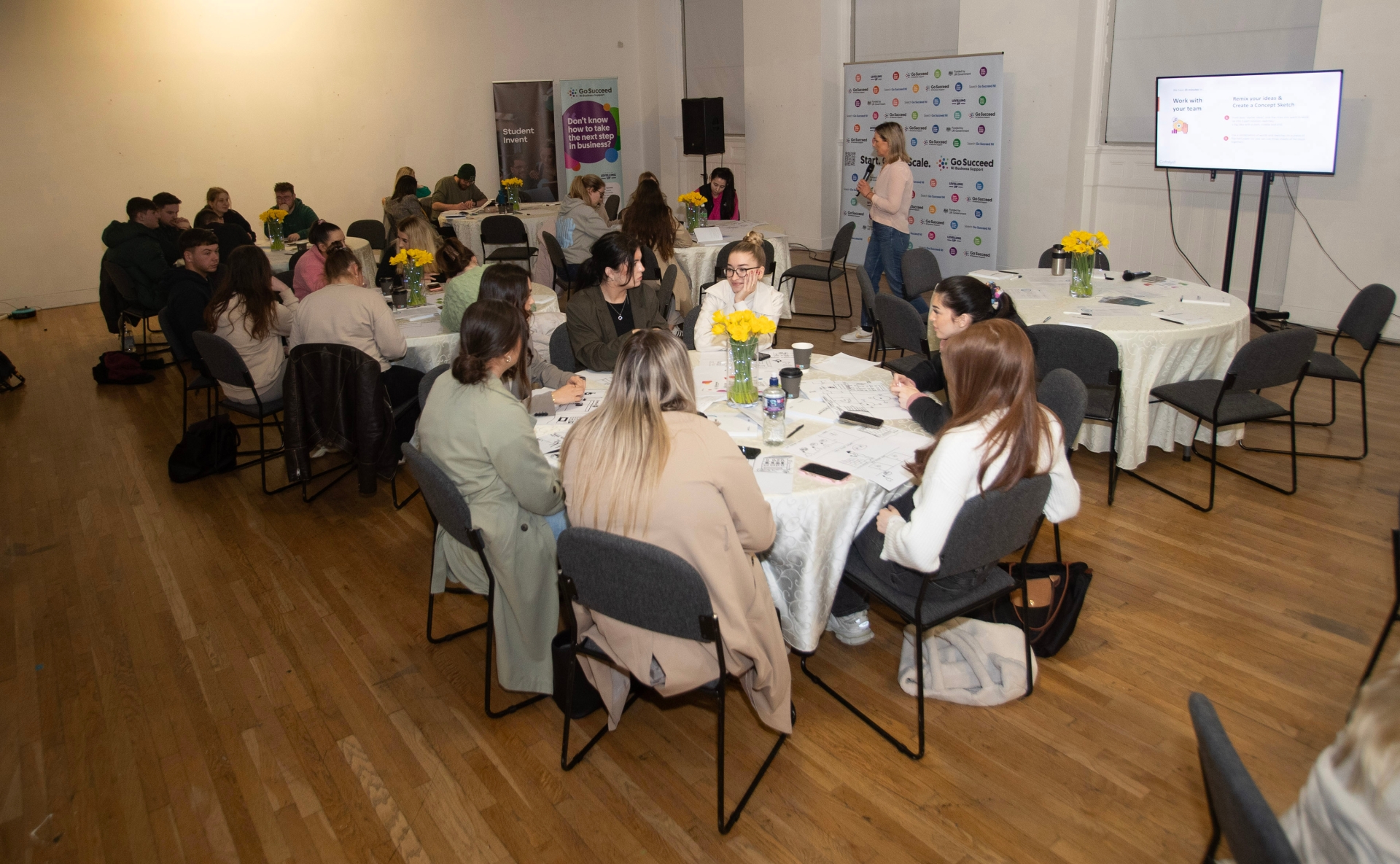 DEVELOPING INNOVATIVE IDEAS. . . .Students from Ulster University pictured at Monday's 'Developing Innovative Ideas' at the Playhouse, Derry. This was the first of a number of events to be held as part of the Go Succeed Support Service facilitated by Derry City and Strabane District Council's Business Support Team. (Photos: Jim McCafferty Photography)