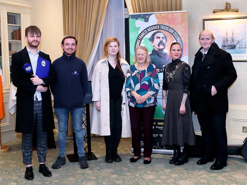 Kyle Butler, WLR, Aaron Dower, Waterford In Your Pocket, Caroline Spencer, News & Star, Ann Cusack, Vice-chairperson, Thomas Francis Meague Celebrations committee and Sarah Jane Cleary and Ger O'Brien, TFM committee members