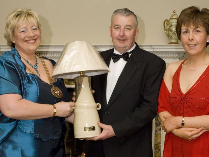 Cahaoirleach Tereasa McGuire and Ann Moore present Martin McNally with the Overall Cathaoirleach Award. Pic: Michael McLaughlin