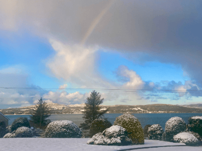 Snow Rainbow over Lough Swilly, Inishowen, Co Donegal - Photo Credit @FortCottage