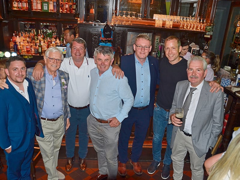 Caption: Jason Carbery, John Manon Snr, Stephen Rooney, Martin Skelly, Senator Micheál Carrigy, Alan McGann and Tony Mahon at the grand opening of J.R Mahon's