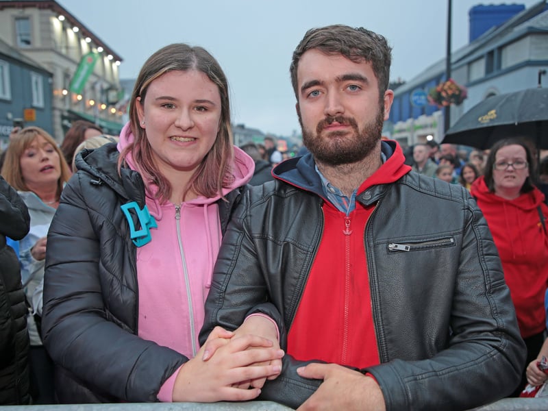 Caption: Amy Coyle and Adam Elliott on Ballymahon Street on Friday night to enjoy Nathan Carter at the Longford Summer Festival 2023 Picture: Shelley Corcoran