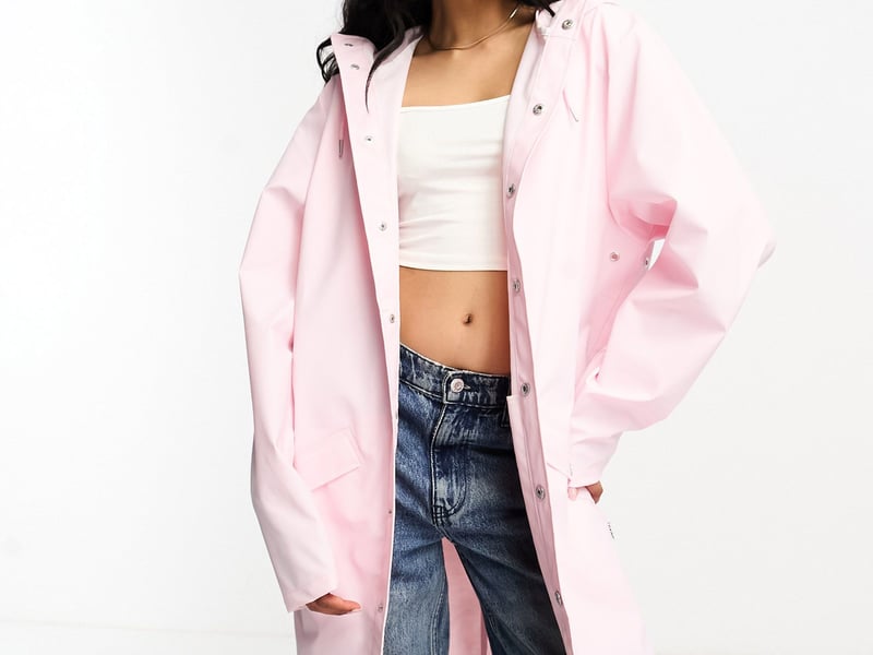 Rains 12020 Waterproof Hooded Long Jacket In Pink, £81 (was £95), Asos