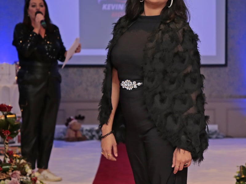 Caption: Shafalie modelling at the fashion show