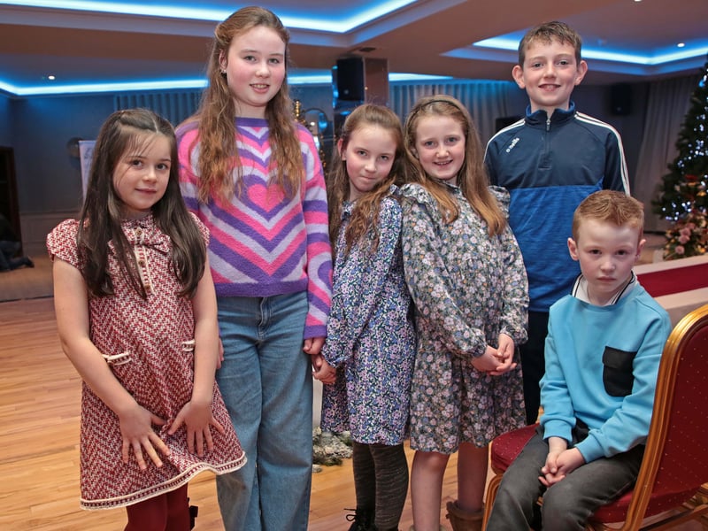 Caption: Eínín, Helena and Michéal Ní Thnathail, Rebecca Lacey, Daniel and Kate Campbell at the Fashion Show in aid of Mary's Meals on Friday, November 10 in the Longford Arms Hotel
