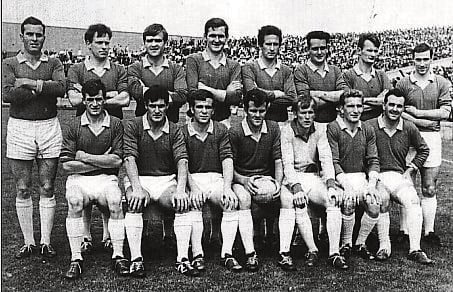 Caption: 1968 Leinster Senior Football Champions: The Longford team that overcame Laois to claim the county's only ever provincial senior title. Front row l to r; Pat Barden, Brendan Barden, JP Reilly, Vincent Daly (capt.), John Heneghan, Sean Donnelly and Sean Murray. Back; John Donlon, Larry Gillen, Jimmy Flynn, Tom Mulvihill, Mick Hopkins, Seamus Flynn, Jimmy Hannify and Jackie Devine. 