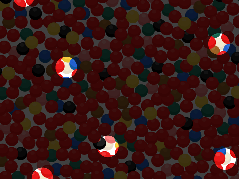 If you're brain is too frazzled to find the white balls, you can see the solution below. Let us know in the comments if you found all seven in 20 seconds.