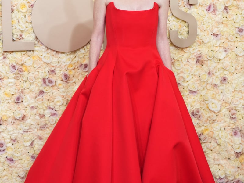 Nominated in the best supporting actress category, Julianne Moore wore a ravishing red strapless gown by Bottega Veneta.
