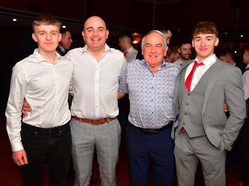 Caption: Three generations of Quinns: Luke, Philip, Aidan and Shane at last Saturday's Ballymahon GAA dinner dance and presentation night. Picture: Frank McGrath