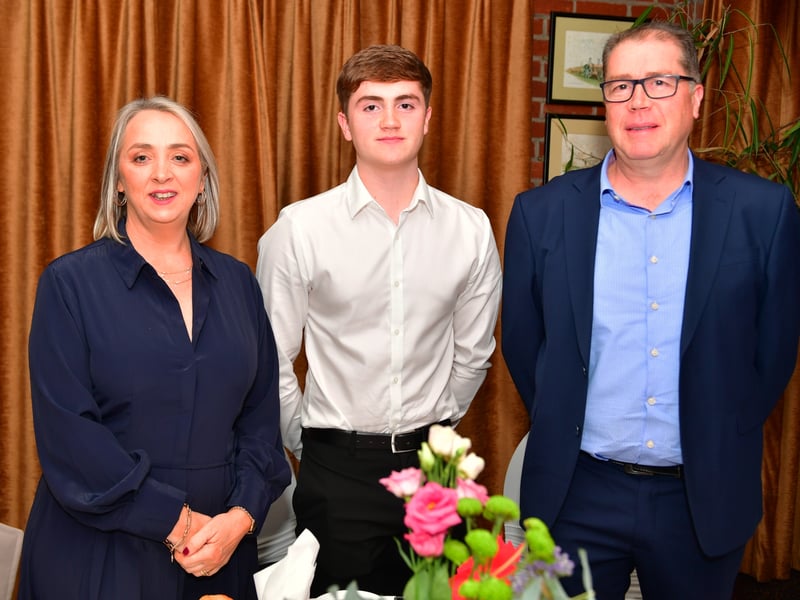 Caption: Mary, Ruari and Peter Cox were in the Rustic Inn, Abbeyshrule on Saturday for the Ballymahon GAA dinner dance and presentation night Picture: Frank McGrath 