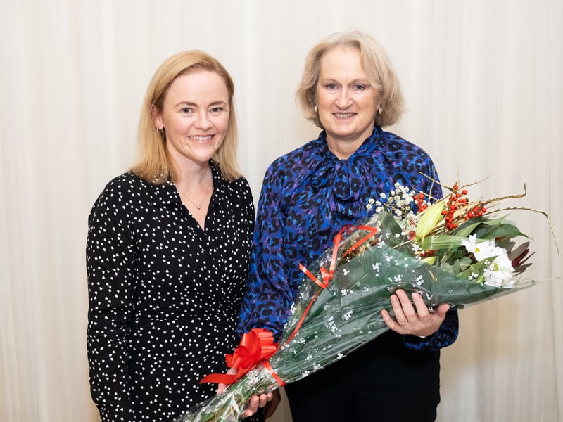 Angeline Drennan from Waterford Leader Partnership making a presentation to Bridget Taaffe at the Park Hotel Dungarvan to celebrate her husband Jimmy Taaffe's retirement from the Waterford Leader Partnership - Photo by David Clynch
