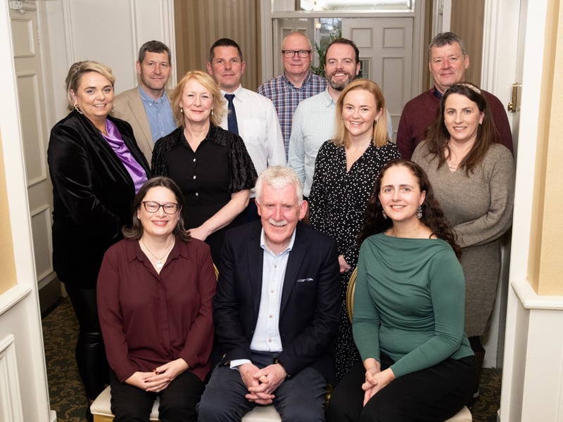 Pictured left to right are Joanne Lyndsay Martin, Jimmy Taaffe, Christine Rossi, Grainne Ryan, Denise Walsh, Angeline Drennan, Gillian McGrath, Eoghan Power, Vinny Mernin, Tom McGrath, Gary Coad and Vincent Power, at the Park Hotel Dungarvan at Jimmy Taaffe's retirement from Waterford Leader Partnership - Photo by David Clynch