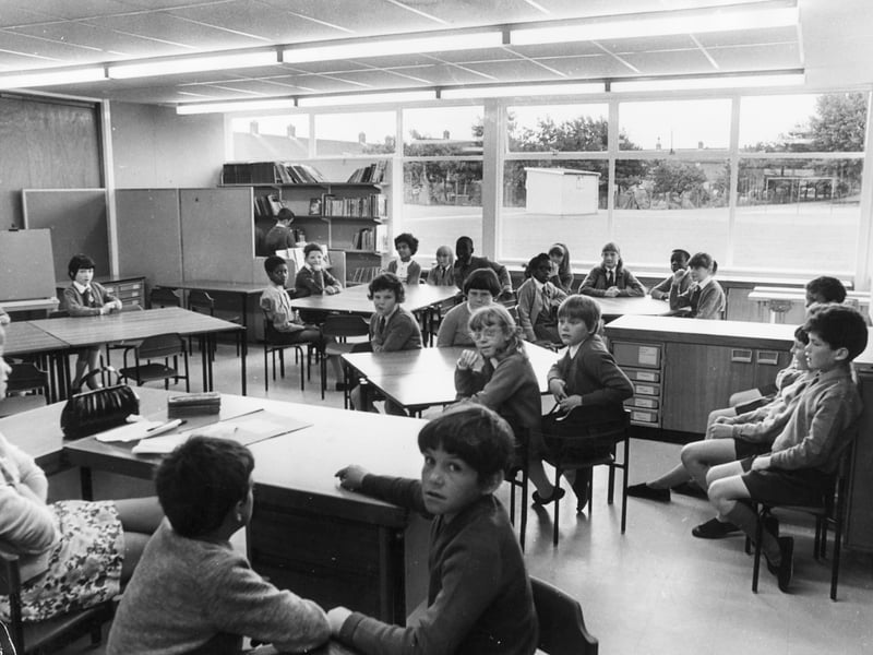 September 1970: Children of Ercall Junior School, newly opened that year to replace the former Prince’s Street School. The Victorian building went on to become the Belfrey Theatre and Arts Centre. The classroom scene captures pupils with their teacher at her desk on the left, dressed in a fashionable mini-skirt, with the blackboard just visible to the right. A striking reminder of the passage of time, these pupils would now be well into adulthood.
