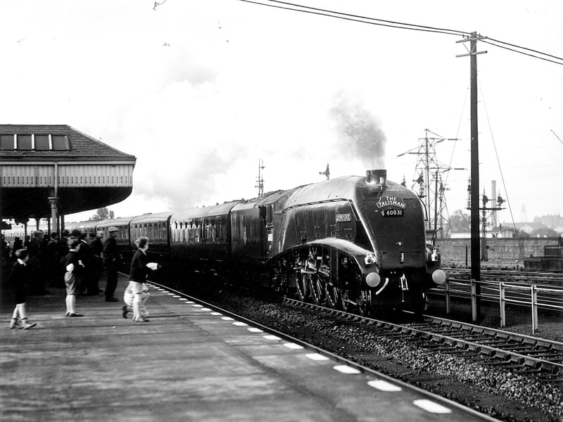 The Talisman Express passes through Portobello Station in 1956