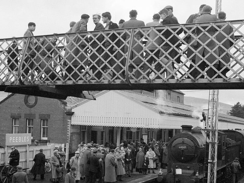 The last train from Edinburgh arrives at Peebles railway station in 1962