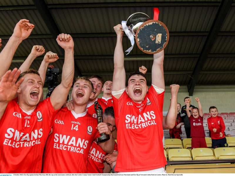OCTOBER 2023 Éire Óg beat Tinryland at the Carlow County Senior Club Football Championship final held in Netwatch Cullen Park in Carlow. 