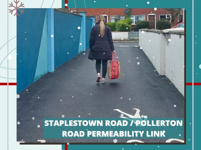 New pathway beside Rath's linking Staplestown Road and Pollerton Road is complete