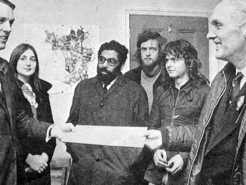 November 1971: Future Labour leader Jeremy Corbyn, seen with a beard, is pictured at the Conservative Party headquarters in Queen Street as members of the Shropshire Committee Against Racialism present a petition of 700 signatures. The group, including representatives from the Indian Workers’ Association, met with Wrekin MP Dr Tony Trafford to protest against the Government’s proposed Immigration Bill.
