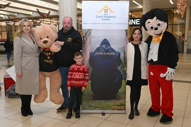 Donna Byrne, Assistant Centre Manager at MacDonagh Junction Shopping Centre, Noel Sherry, General Manager of the Good Shephard Centre in Kilkenny, Young Sensation Stevie Mulrooney, Kilkenny digital content creator Niamh Carroll and Mickey Mouse (Joe Malone)