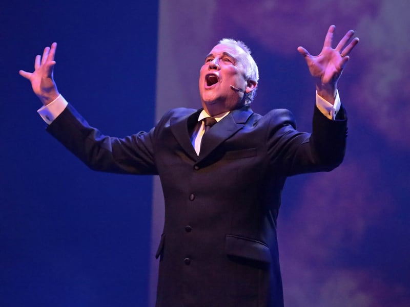Caption: Always a commanding presence on stage, Tony Wadd in full voice during the top class Longford Variety Group production entitled 'Night Fever'