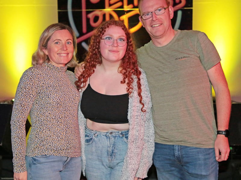 Caption: Orla, Niamh and Shane Lawlor at the Drumlish Community Centre Top of the Pops fundraiser last weekend Picture: Shelley Corcoran