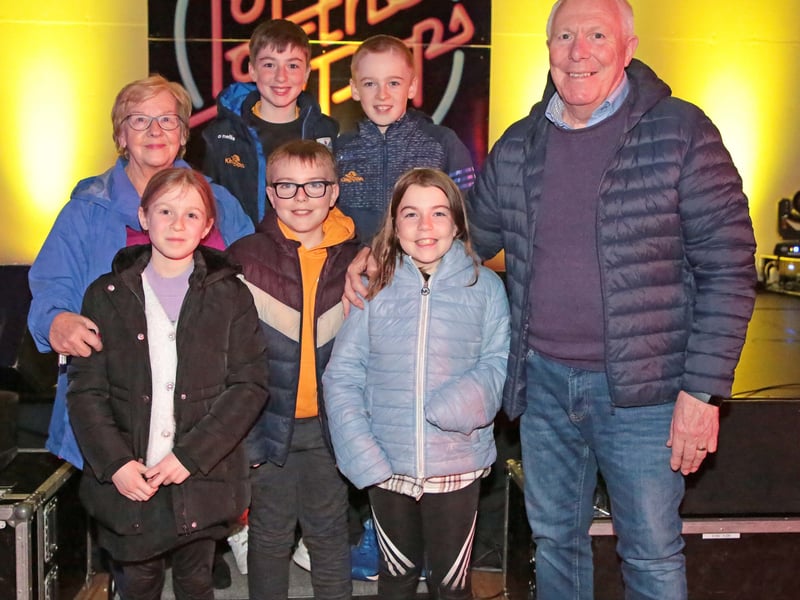 Caption: Terry and Pauline Cooney, Daniel, Caleb and Ella Briody, Darragh and Hayley Geoghegan at the Drumlish Community Association Top of the Pops extravaganza which took place in Drumlish Community Centre on Thursday, Friday and Saturday, November 16, 17 & 18