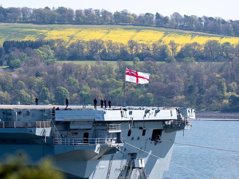 HMS Queen Elizabeth heading out to sea after leaving Rosyth, Fife, following an extended maintenance period. Picture: Jane Barlow/PA Wire
