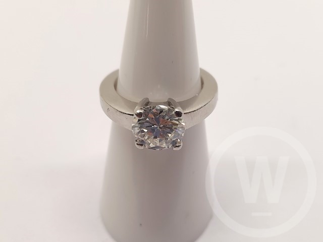 Diamond Ring, Solitaire Mounted in White Platinum, One Modern Round Brilliant Cut Diamond Secured in Four Claws in a Plain Tapered Collet, Gross Weight: 10.69 g, Diamond: 2.20 Carat, Size: EU 50/UK J1/2, Box: No, Additional Information: Platinum Not Hallmarked