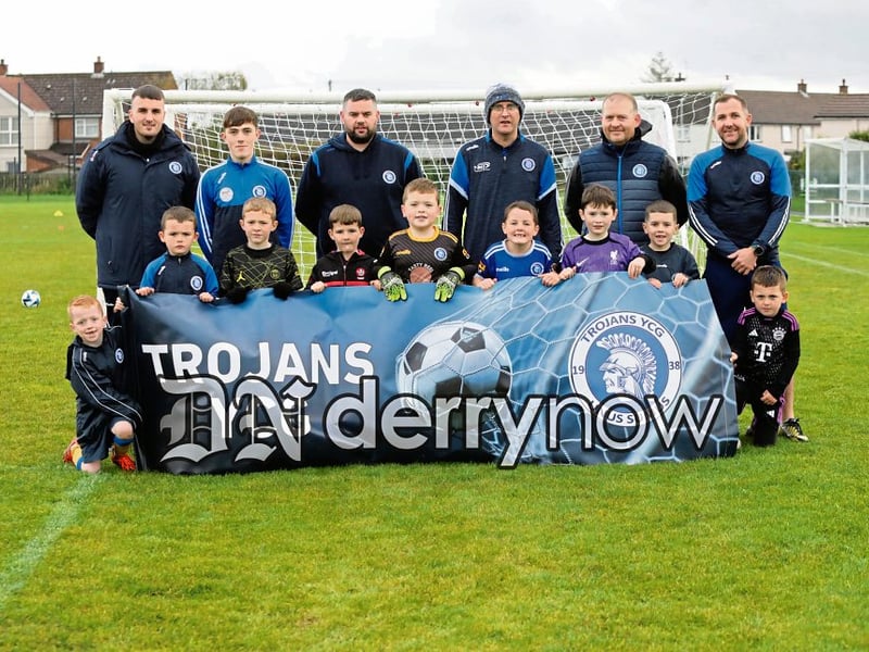 2016s group with their coaches at the Trojans YCG Halloween Soccer Camp.