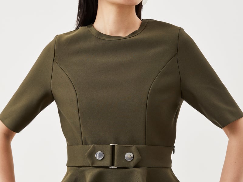 Karen Millen Trimmed Waist Peplum Bandage Knit Detail Top, £71.20 (was £89); Compact Stretch Tailored Maxi Skirt, £103.20 (was £129)