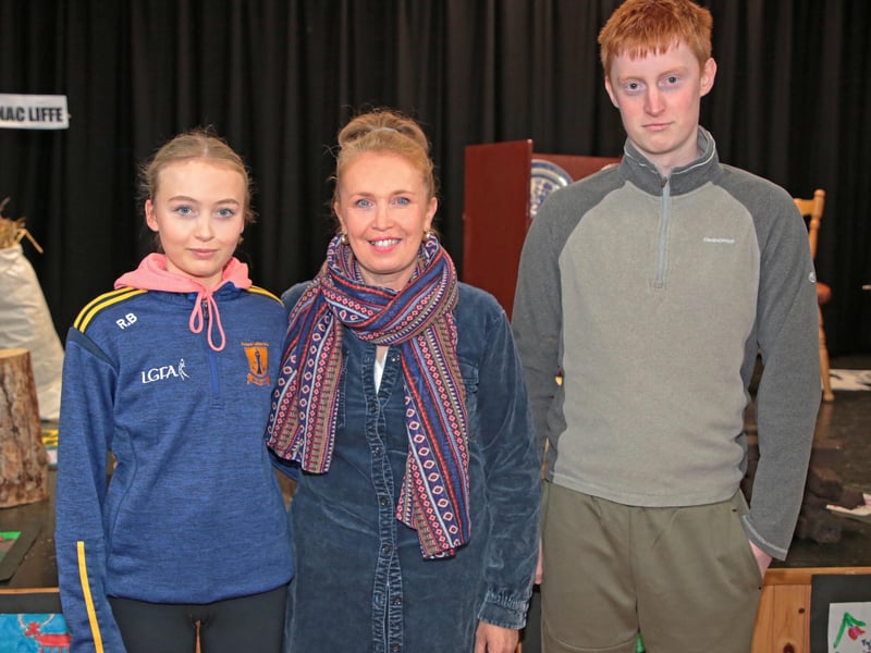 Caption: Roisin, Breege and Christopher Bohan in Colmcille Community Centre last Saturday for the Padraic Colum Gathering