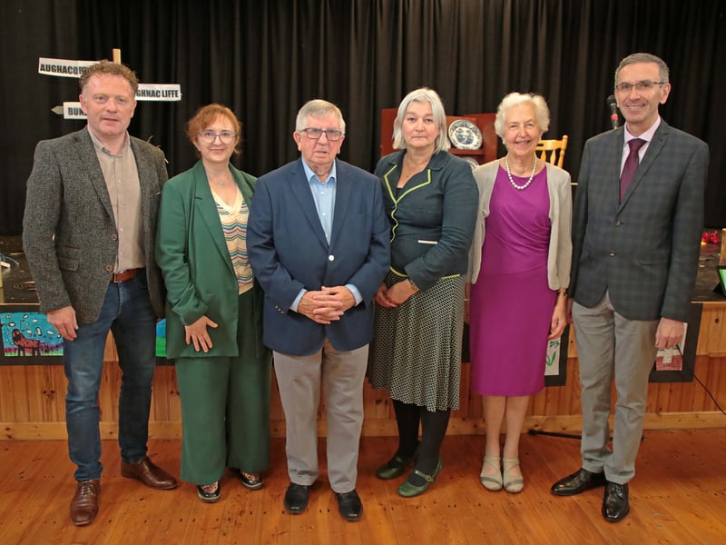 Caption: At Colmcille Community Centre last Saturday for the Padraic Colum Gathering were Cllr Garry Murtagh, Longford Heritage Officer Máiréad Ní Chonghaile, local historian Benny Reid, Longford County Librarian Martina Needham, Lanesboro poet Margaret Nohilly (who read some of Padraic Colum’s poetry) and Longford County Archivist Martin Morris
