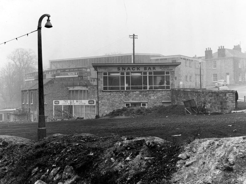 Bus Station, Snack Bar and the Old Mill Restaurant and Ballroom pictured in February 1962.