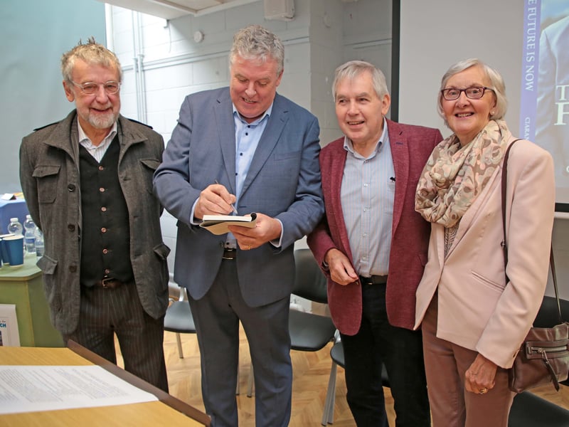 Caption: Michael Harding, Ciaran Mullooly, Noreen and Tony Lowry at the launch of Ciaran's new book Picture: Shelley Corcoran