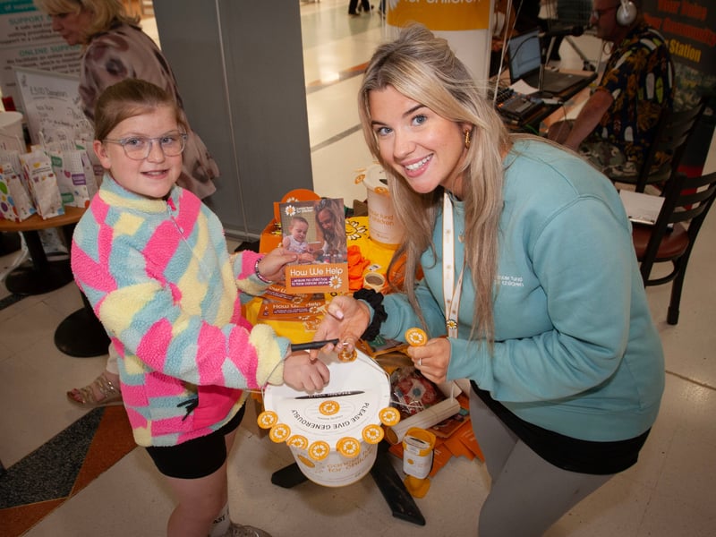 Young Sophia McGuinness making a donation to the Cancer Fund for Children at Friday's Lisnagelvin Shopping Centre Charity Event.