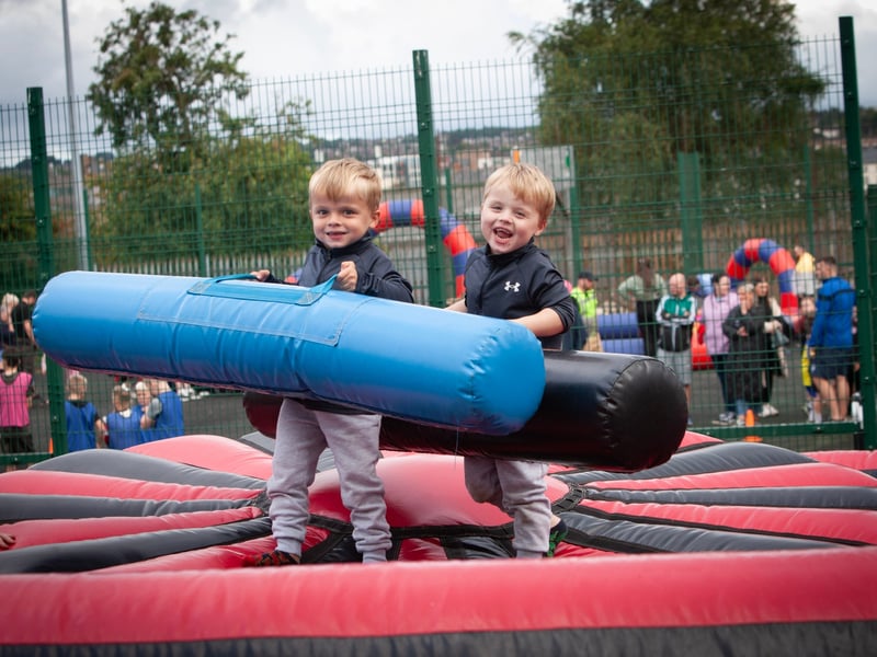 The 'Terrible' Twins - Calum and Noah Moore fighting it out at Bull Park on Tuesday evening. 