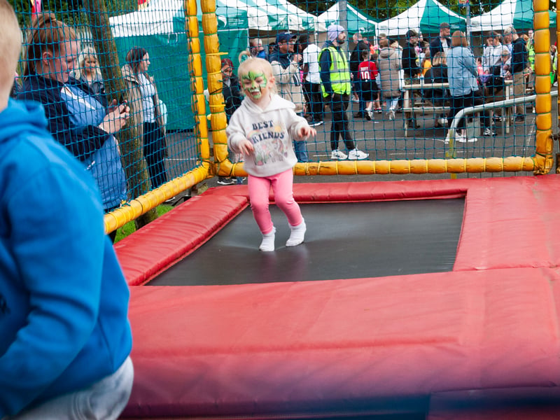 Two years old Sophie McColgan enjoying one of the many activities available on Tuesday evening at Bull Park.