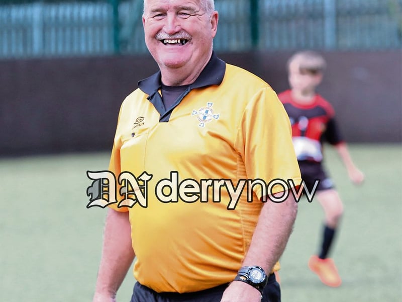 Marty Dunn who refereed the Padraig Barton Cup final, Phoenix Athletic v Top of the Hill Celtic, held at Bay Road Soccer.