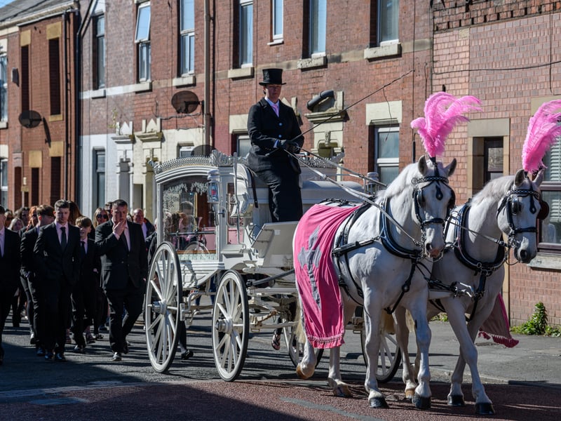 Funeral procession for Preston mum-of-two Rachel Kay, 37, from her home to St Joseph's Church in Skeffington Road