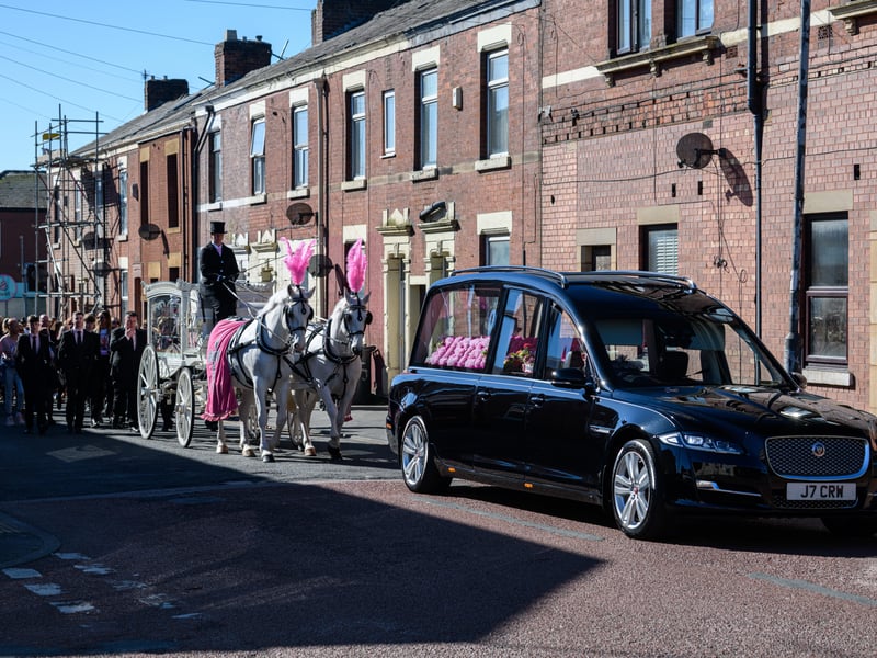 Funeral procession for Preston mum-of-two Rachel Kay, 37, from her home to St Joseph's Church in Skeffington Road