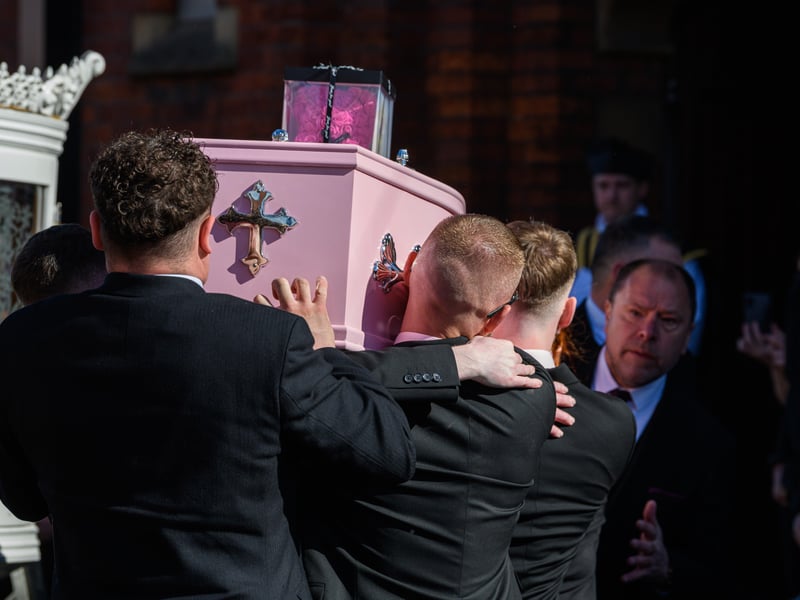 Funeral procession for Preston mum-of-two Rachel Kay, 37, from her home to St Joseph's Church in Skeffington Road