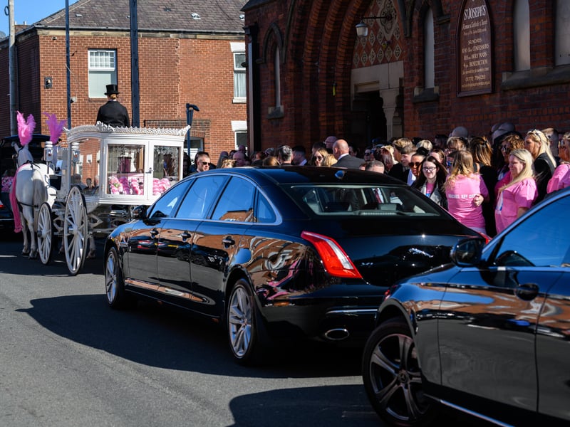 Funeral procession for Preston mum-of-two Rachel Kay, 37, from her home to St Joseph's Church in Skeffington Road